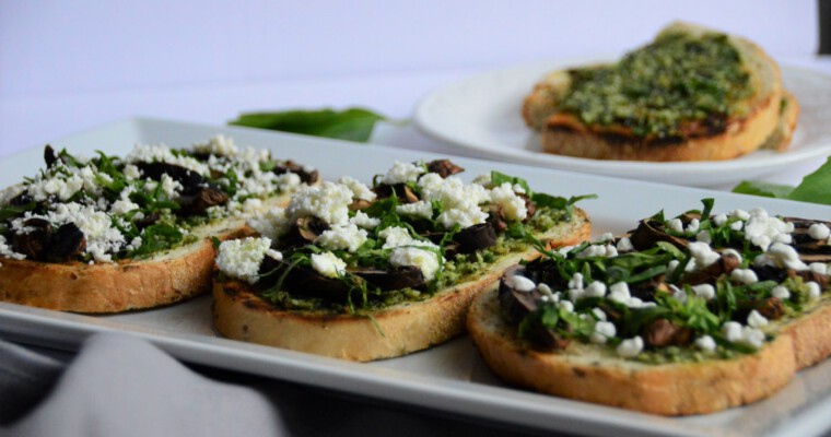 Grilled Mushroom Pesto Toast