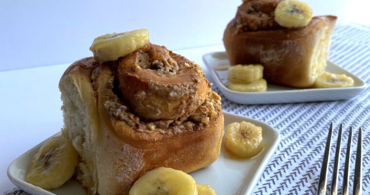 Peanut Roll with Caramelized Bananas